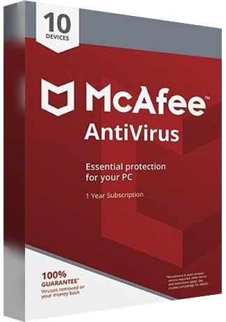 McAfee Antivirus - 10 PCs - 1 Year